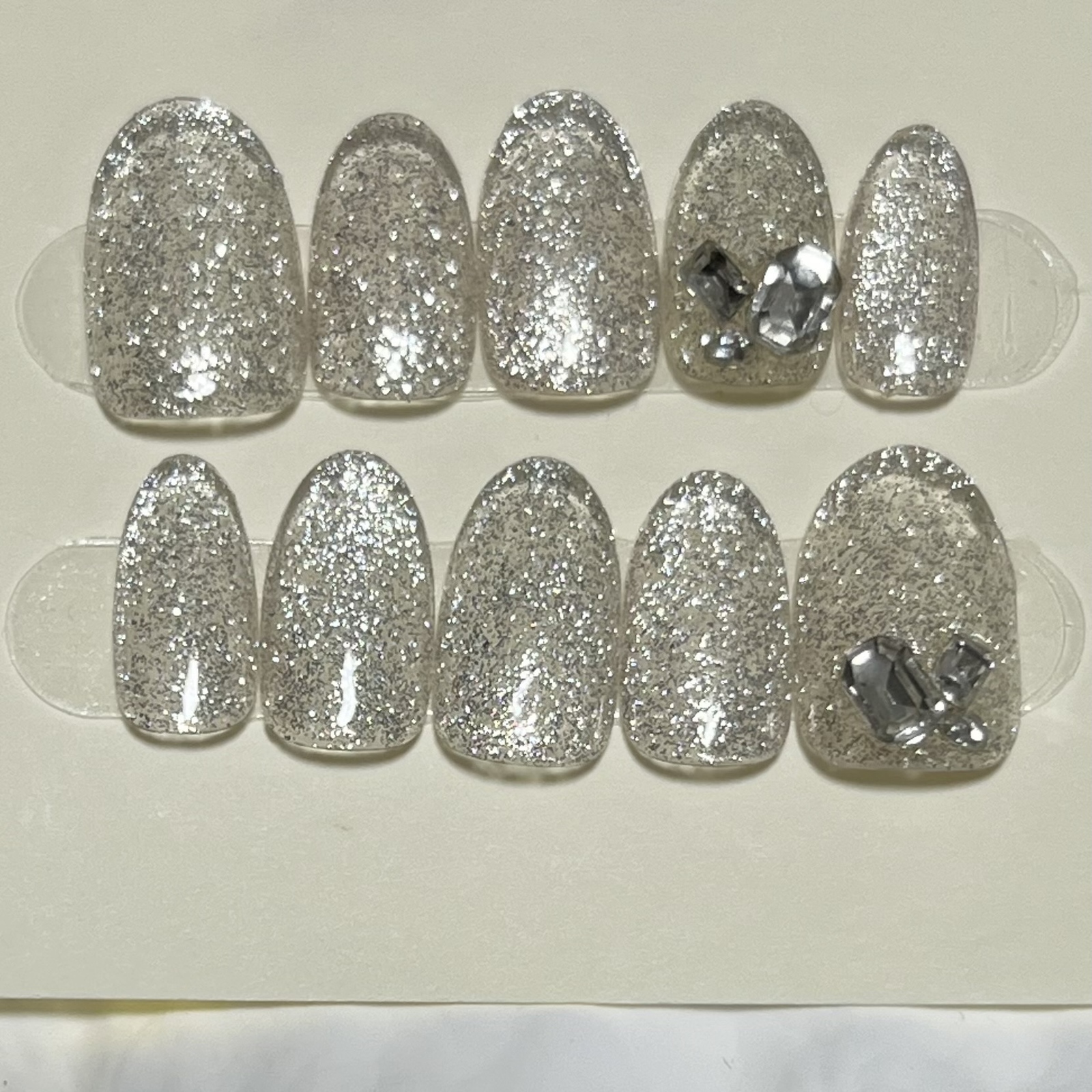 #10 Elegant rhinestone nail tips sparkling with crystal flashes and magnets