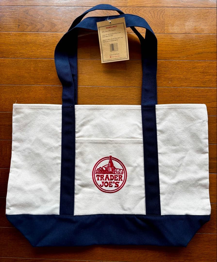 【新品】Trader Joe’s 帆布包 米色×海军蓝