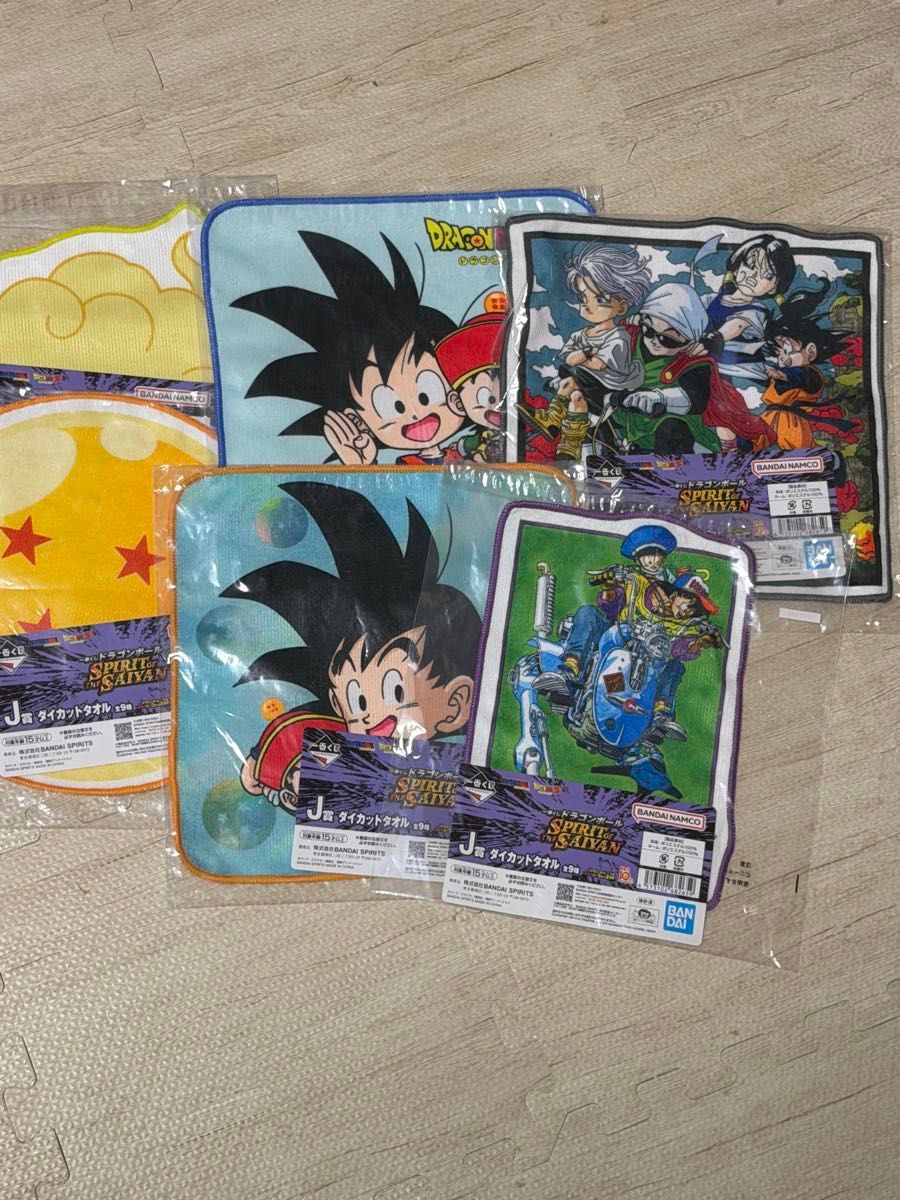 Ichiban Kuji Dragon Ball SPIRIT of the SAIYAN J Award Die Cut Towel 5 pieces set