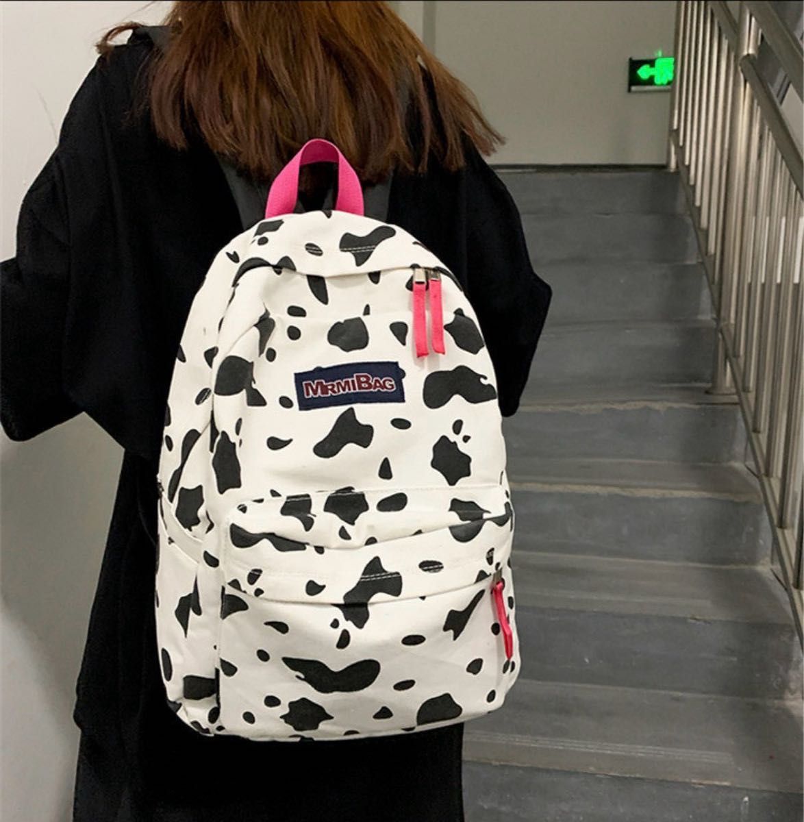 女士双肩包 牛纹 大容量 A4 通勤 学生 牛纹 Y2K 双肩背包