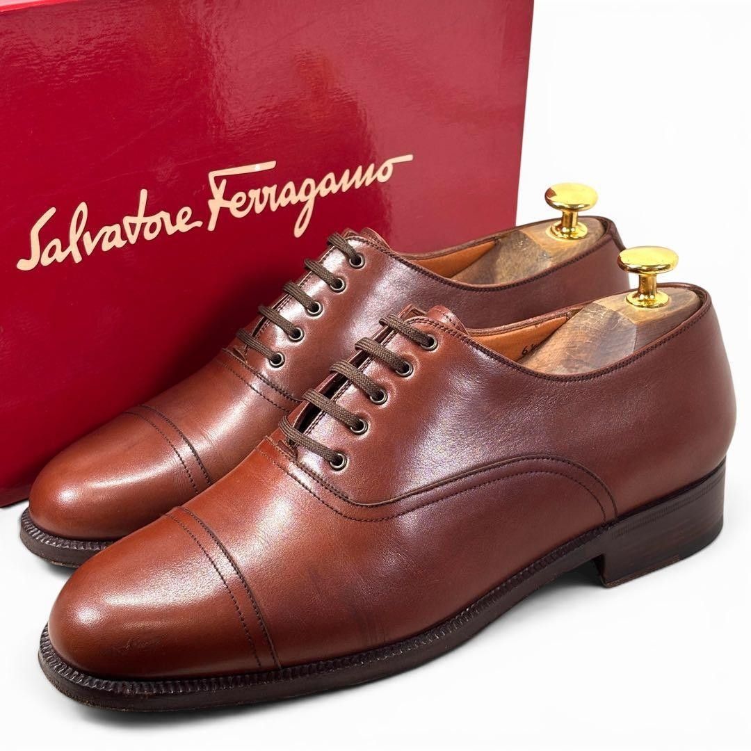 Salvatore Ferragamo 6.5 24.5 Straight Tip Leather Brown