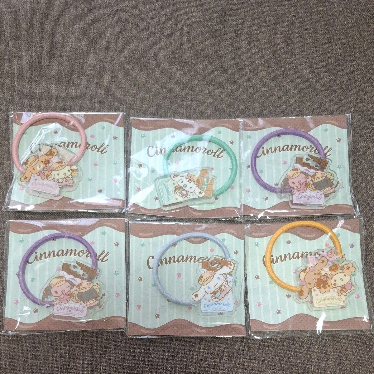 Sanrio Cinnamo Roll Acrylic Hair Rubber 6 pcs Set 7-Eleven Limited