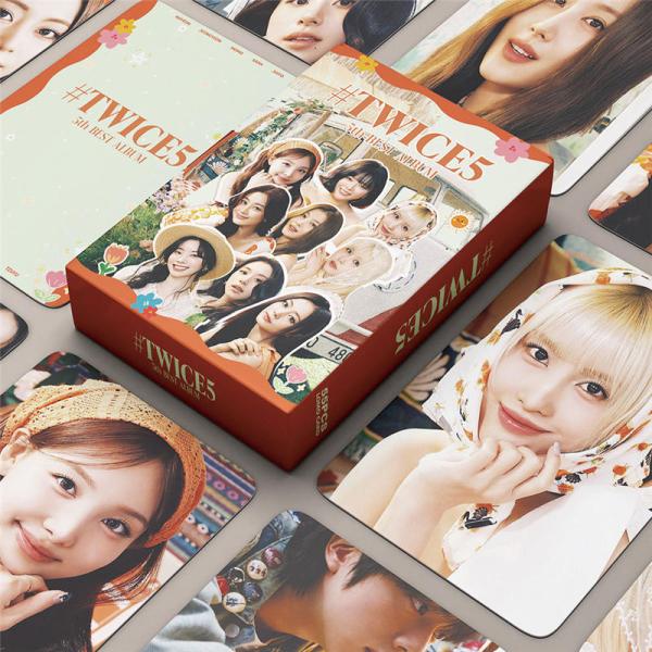 TWICE周边 照片卡 55张 套装 交易卡 TWICE 照片 全员 TWICE5 照片卡 K-POP 韩国偶像 应援 小物 LOMO卡 ONCE