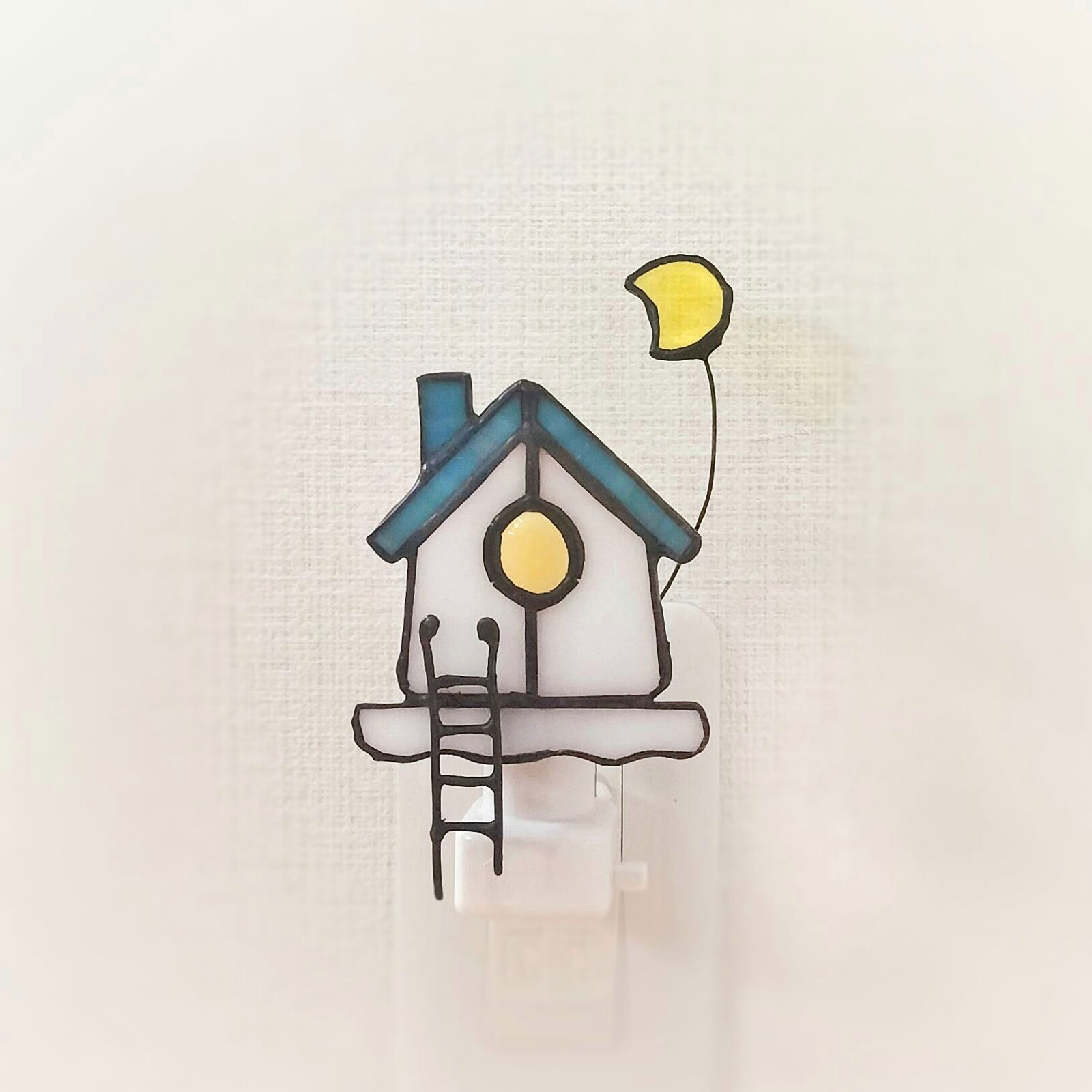 彩绘玻璃小屋造型台灯 - 助眠小夜灯/床头灯/床边灯/插电式柔光灯具