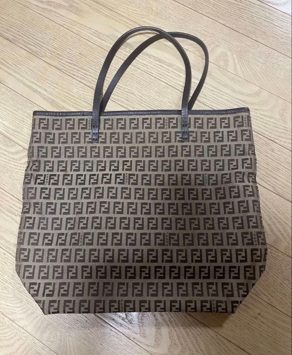 FENDI Zucca Pattern Fendi Tote Bag Hand Nylon Leather