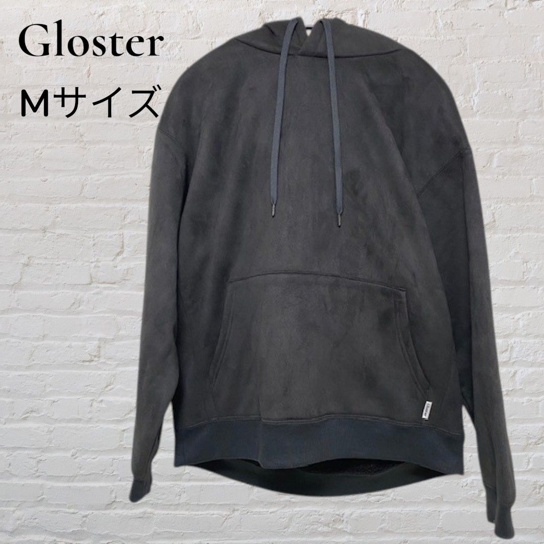 Gloster グロスター パーカー M ダークグレー スエード調 メンズ ゆったり プルオーバー 秋冬 カジュアル