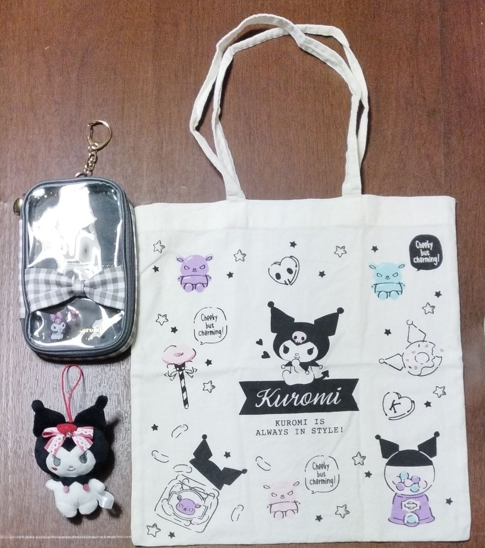 Sanrio Chlomy Tote Bag, Pouch, and Mascot - Lot of 3 Items. Price is non-negotiable. For size reference, the pouch height is approximately 18 cm.