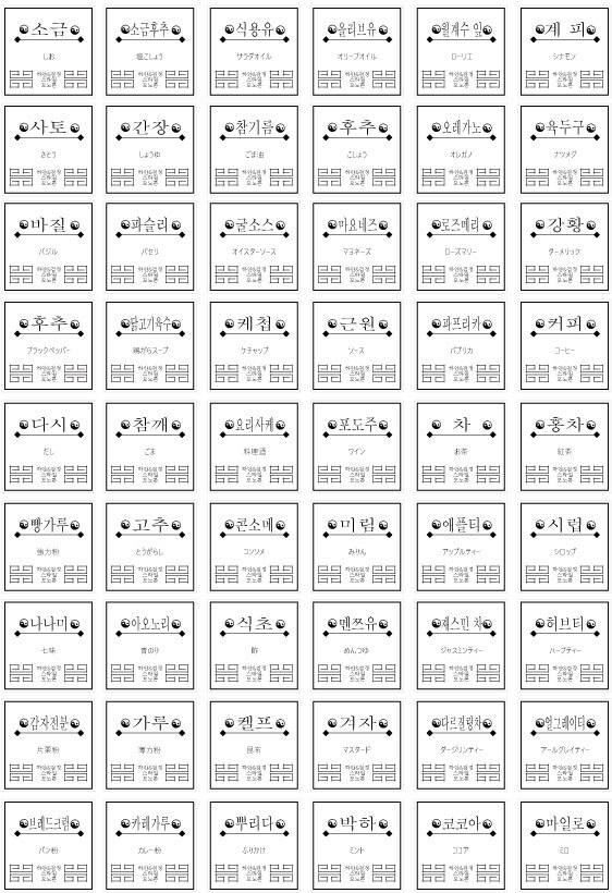 【 免费送货 】 调味料标签 韩国风格 54片装