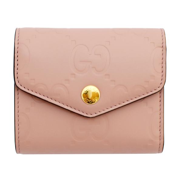 GUCCI钱包GUCCI三折钱包女士GG激光袖珍钱包772793玫瑰米色