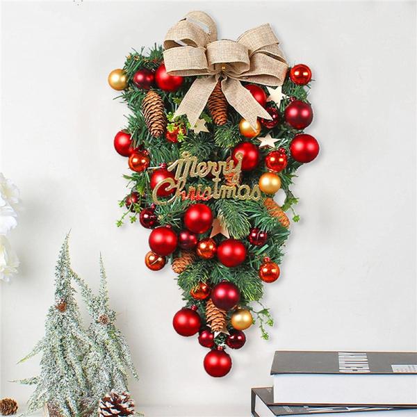 Super Sale Christmas Wreath 47cm Christmas Swag Decoration Large Ornament Natural Wreath for Entrance Door Wall Hanging Garden