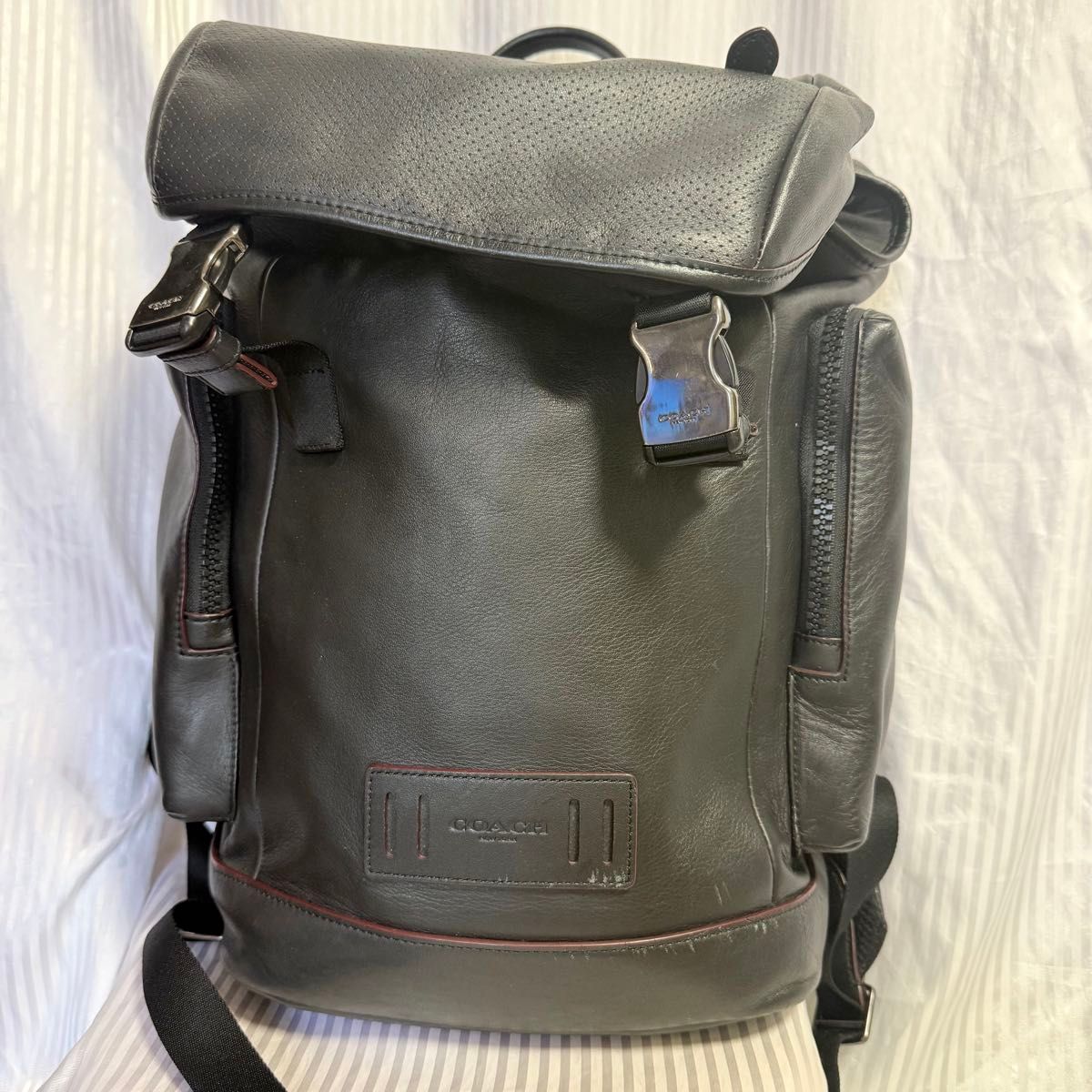 COACH Coach Leather Backpack Rucksack Black Men's