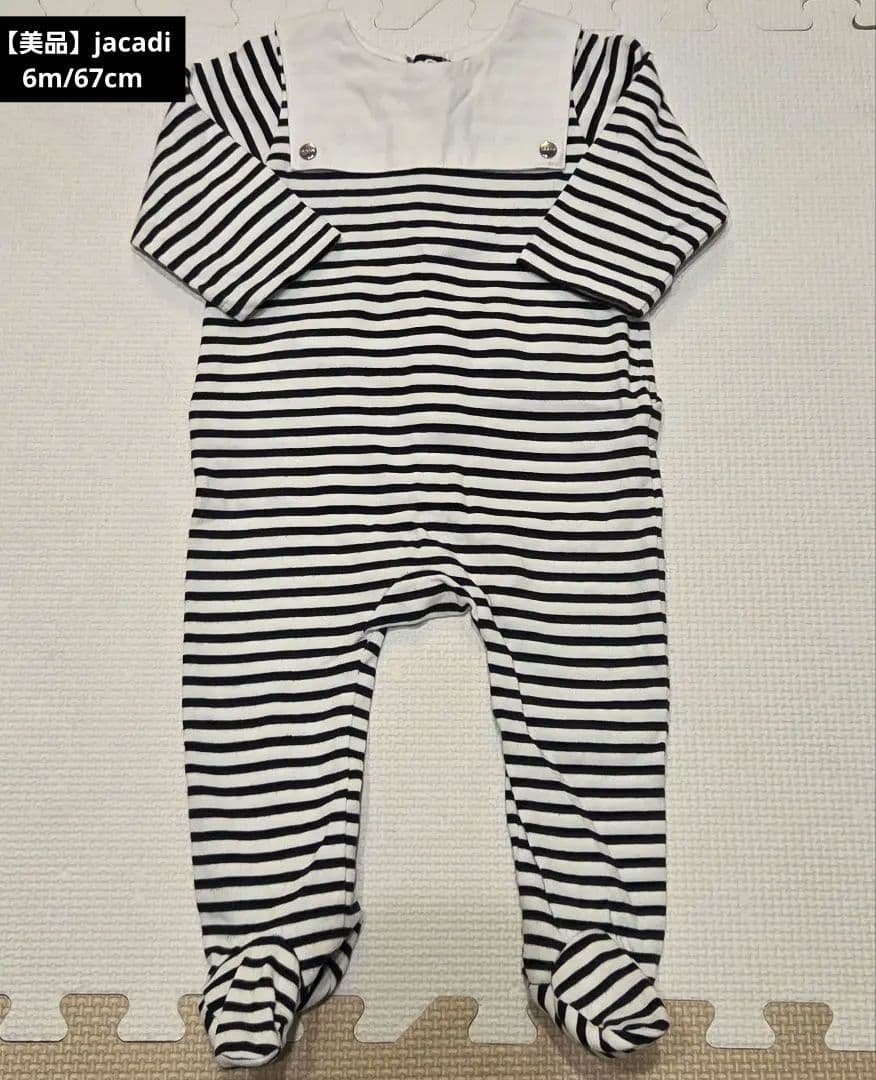 【【良品】jacadi 带脚条纹连体衣 6m/67cm