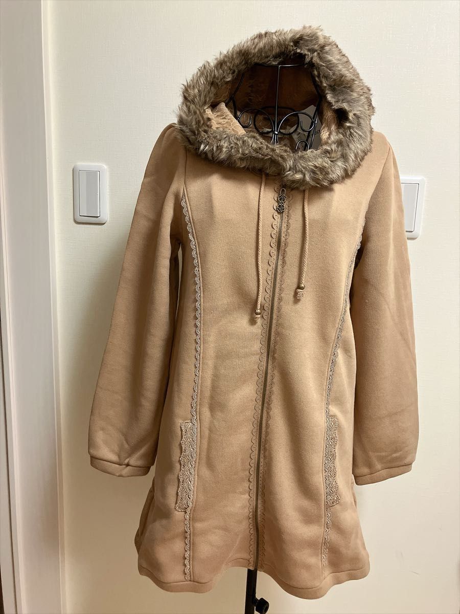 新品 阿克西斯法姆 里起毛长款连帽卫衣（M码）驼色