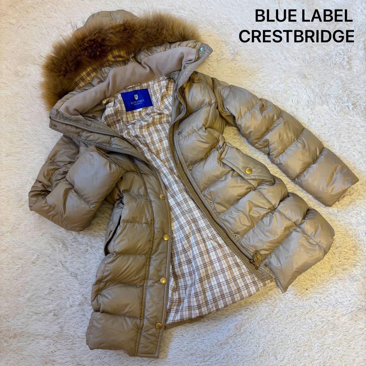 品相极佳 BLUE LABEL CRESTBRIDGE 蓝色标签 克雷斯特布里奇 羽绒夹克 外套 毛皮