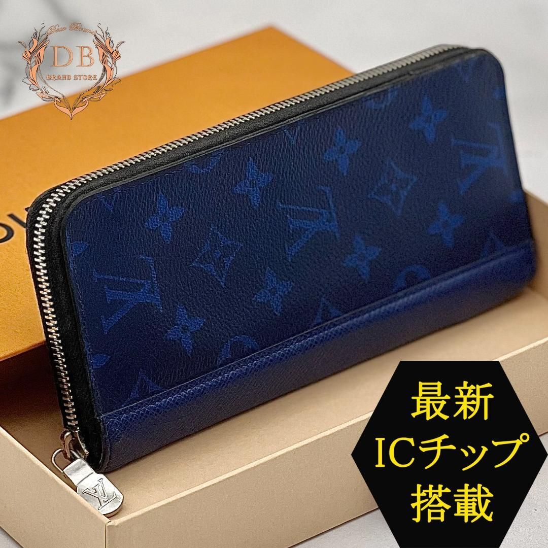 Louis Vuitton Monogram Tigaralama Zippy Vertical Blue Monogram LOUISVUITTON Men's Wallet Cool