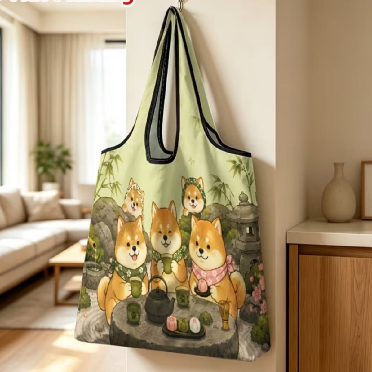 柴犬图案环保袋 折叠包 2D 印花购物袋