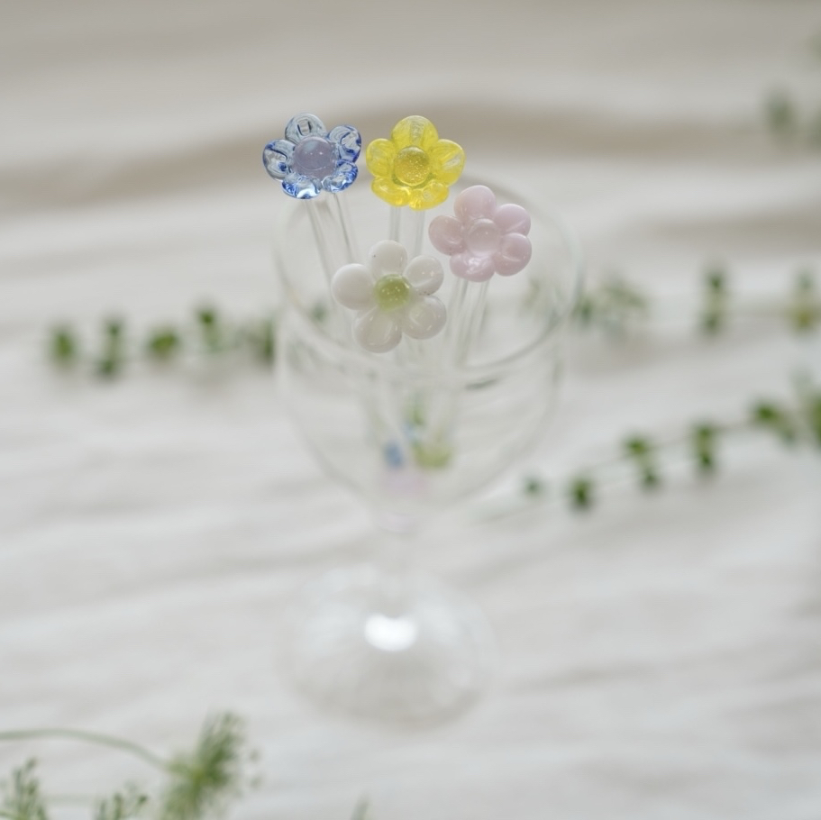 玻璃制小花搅拌棒🌼4色可选