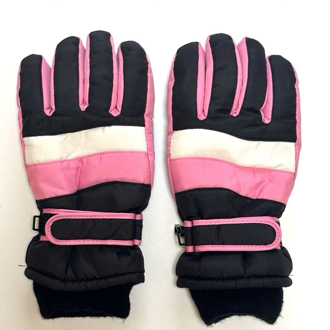 Ski gloves JL pink black cold-weather snow play Velcro