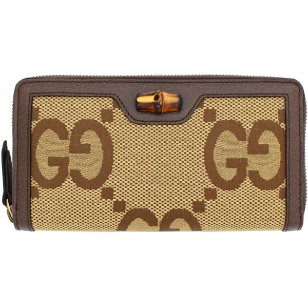 Gucci Wallet GUCCI Long Wallet with Round Zipper Closure Women’s Men’s Diana DIANA Jumbo GG Bamboo Brown 658634