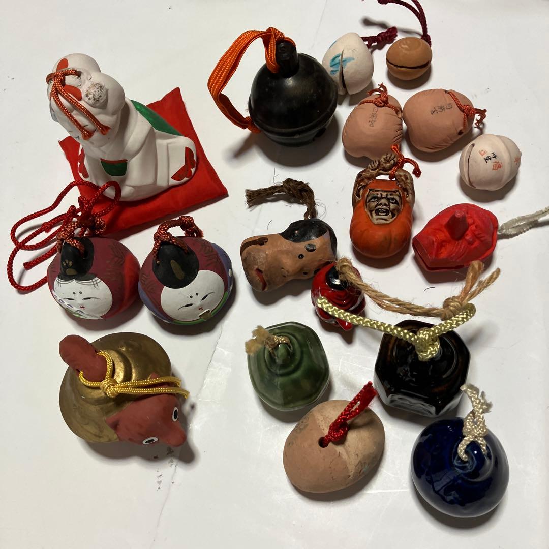 乡土玩具 土铃套装 吉祥工艺品 天狗 达摩 狐狸 雏人形 打包出售