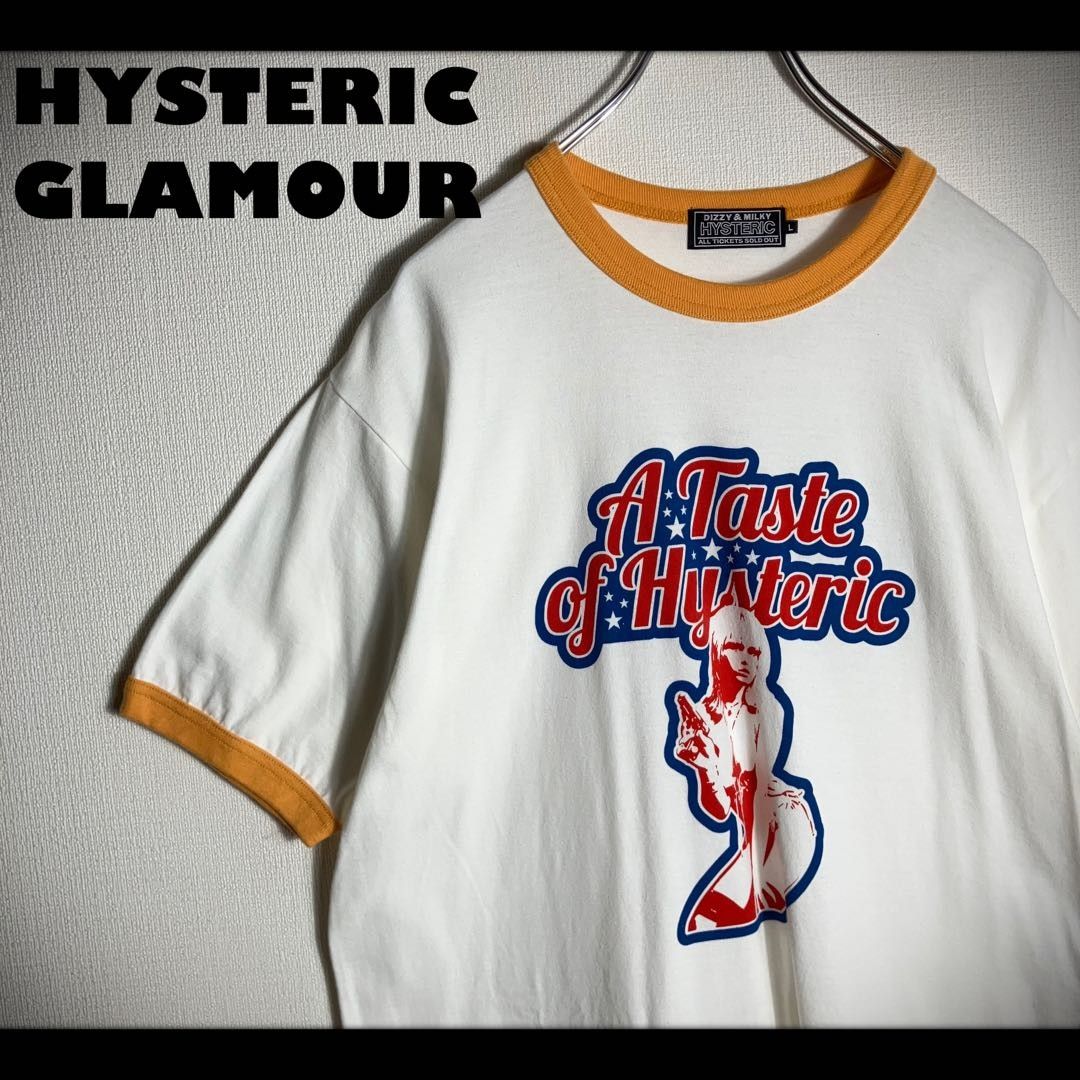 [Beautiful goods] HYSTERIC GLAMOUR Hiss Girl Ringer T-shirt White L