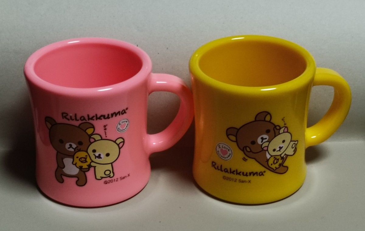 轻松熊 塑料杯 粉色 黄色 爱心小碟套装