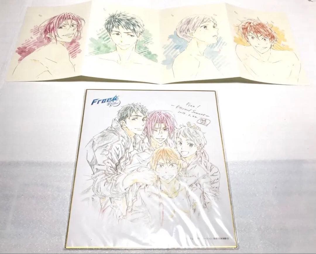 ◎ 美品 ◎ 鲨柄学园明信片海报 & 复制原画彩纸Free!松冈凛山崎宗介