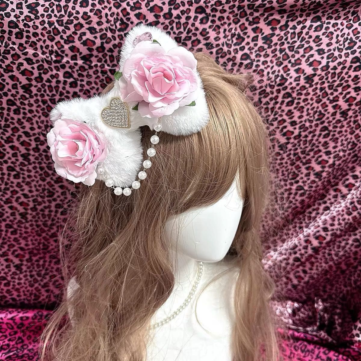 もこもこ 姫ギャル リボン ヘアクリップ ヘアメ 白 ローズ 姫gal 可愛い
