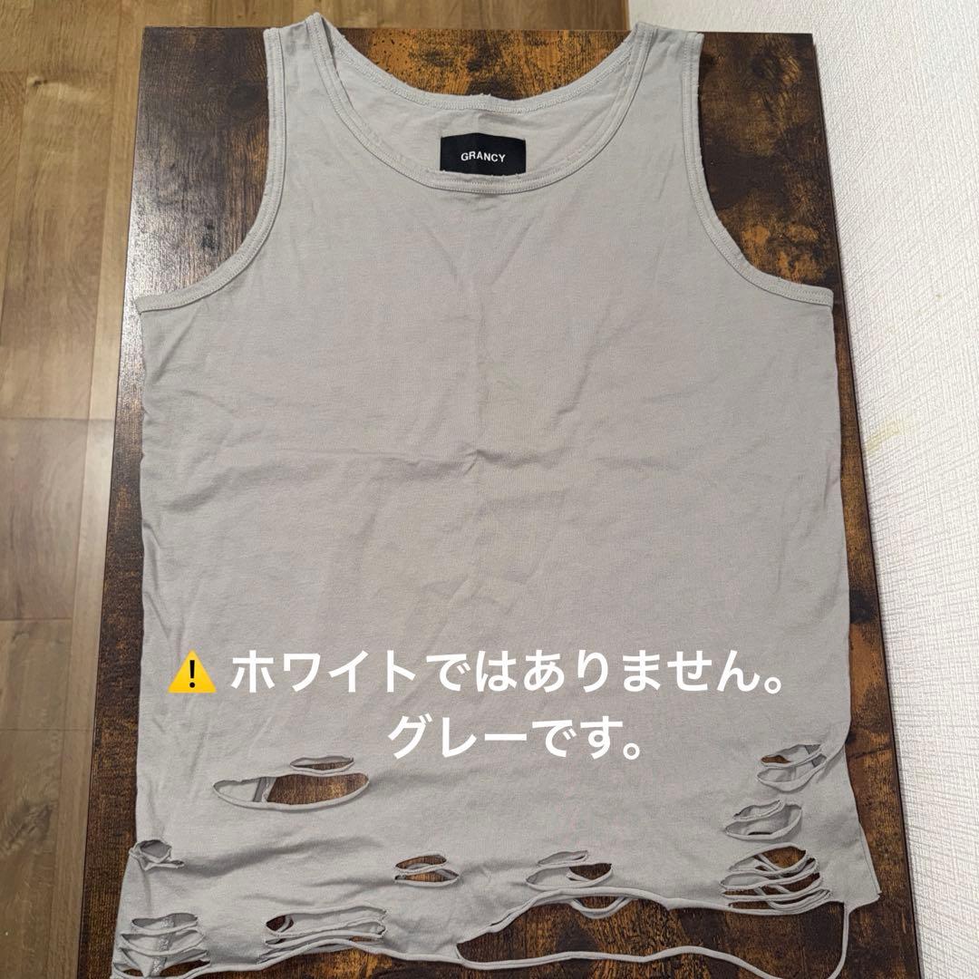 【GRANCY】破洞设计棉质无袖T恤 灰色