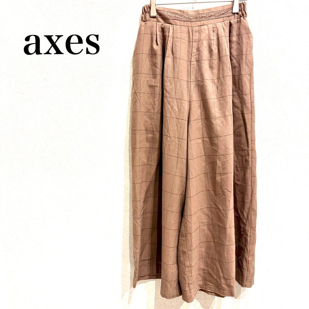 AXIS FAM 裤子 M 码 棕色 格纹阔腿 甜美 女性化