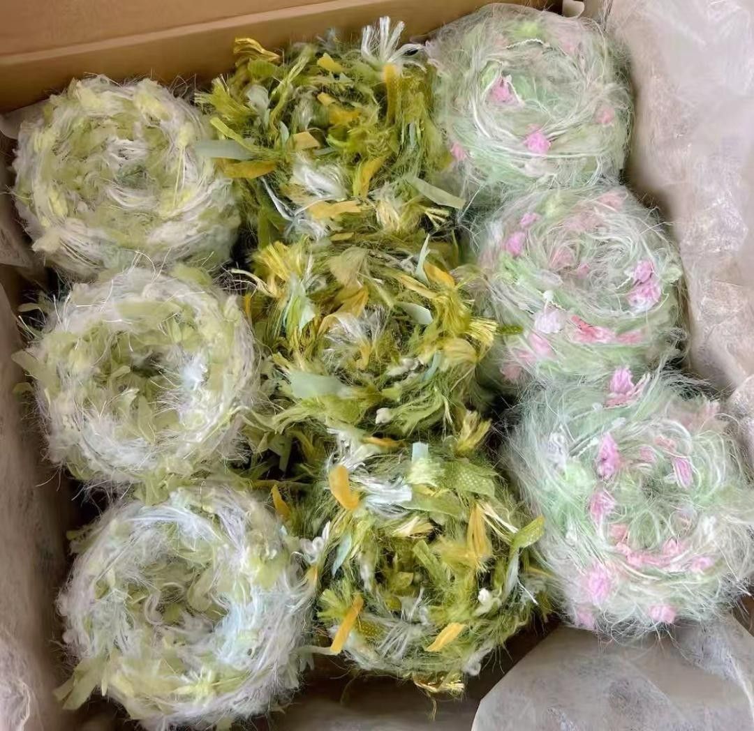 【毛线】 #04花式纱素材线绿色的妖精 (约2 ~ 3米 × 3点)