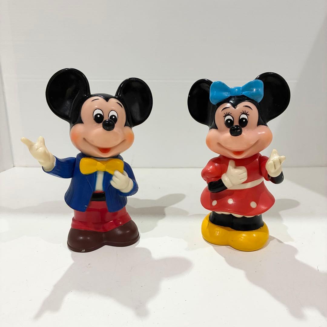 Disney Mickey and Minnie Piggy Bank Soft Vinyl Showa Retro Vintage