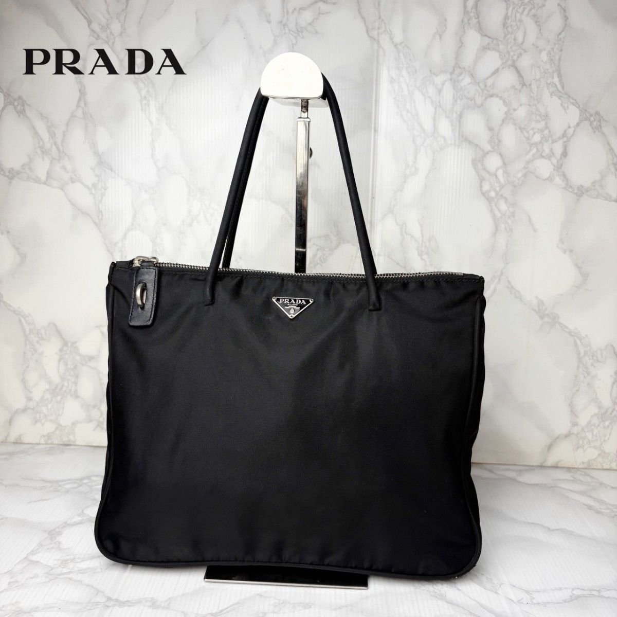 041极美品PRADA普拉达手提包手提包肩挂尼龙三角标志黑色
