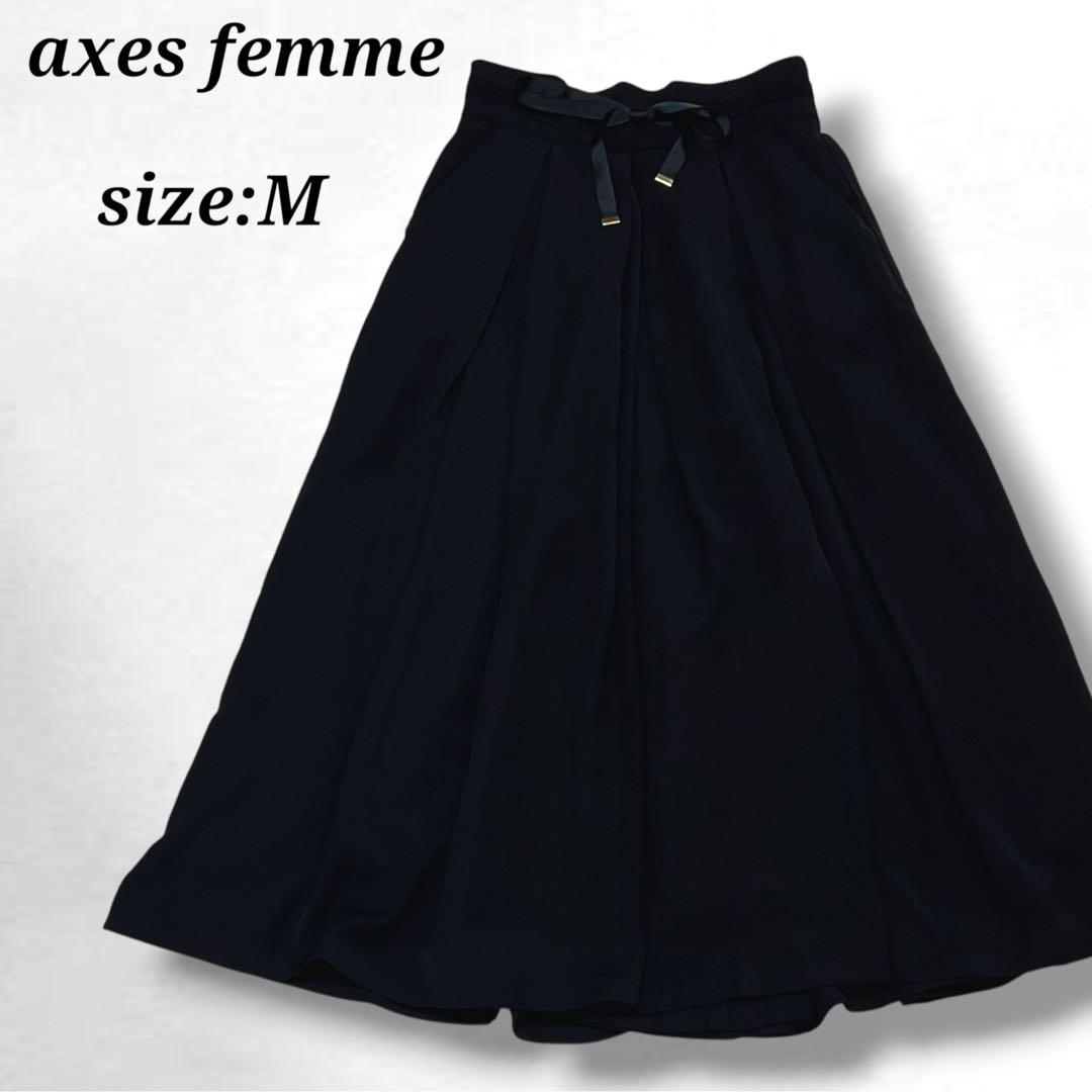【axes femme】褶裥高腰阔腿裤 女士 蕾丝 后侧松紧带