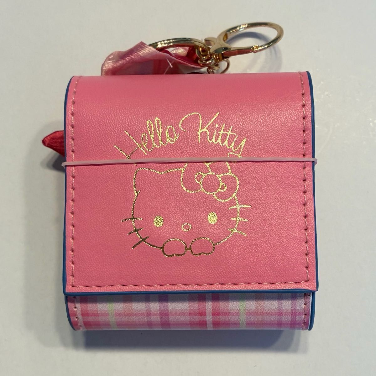 Sanrio Hello Kitty scarf-equipped charm backpack mini pouch case pink check pattern