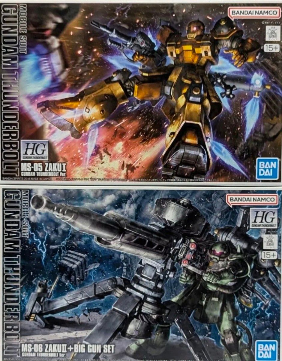 新品未组装2种套装HG量产型扎古 + 大枪 & 扎古I “旧扎古” (GUNDAM THUNDERBOLT Ver.)