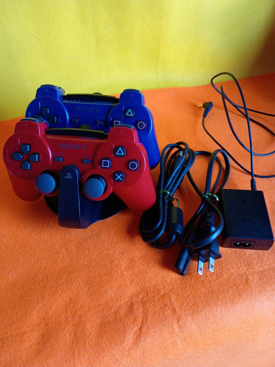 PS3 DUALSHOCK3 充电底座 原装正品 双震3手柄2个 金属蓝与红