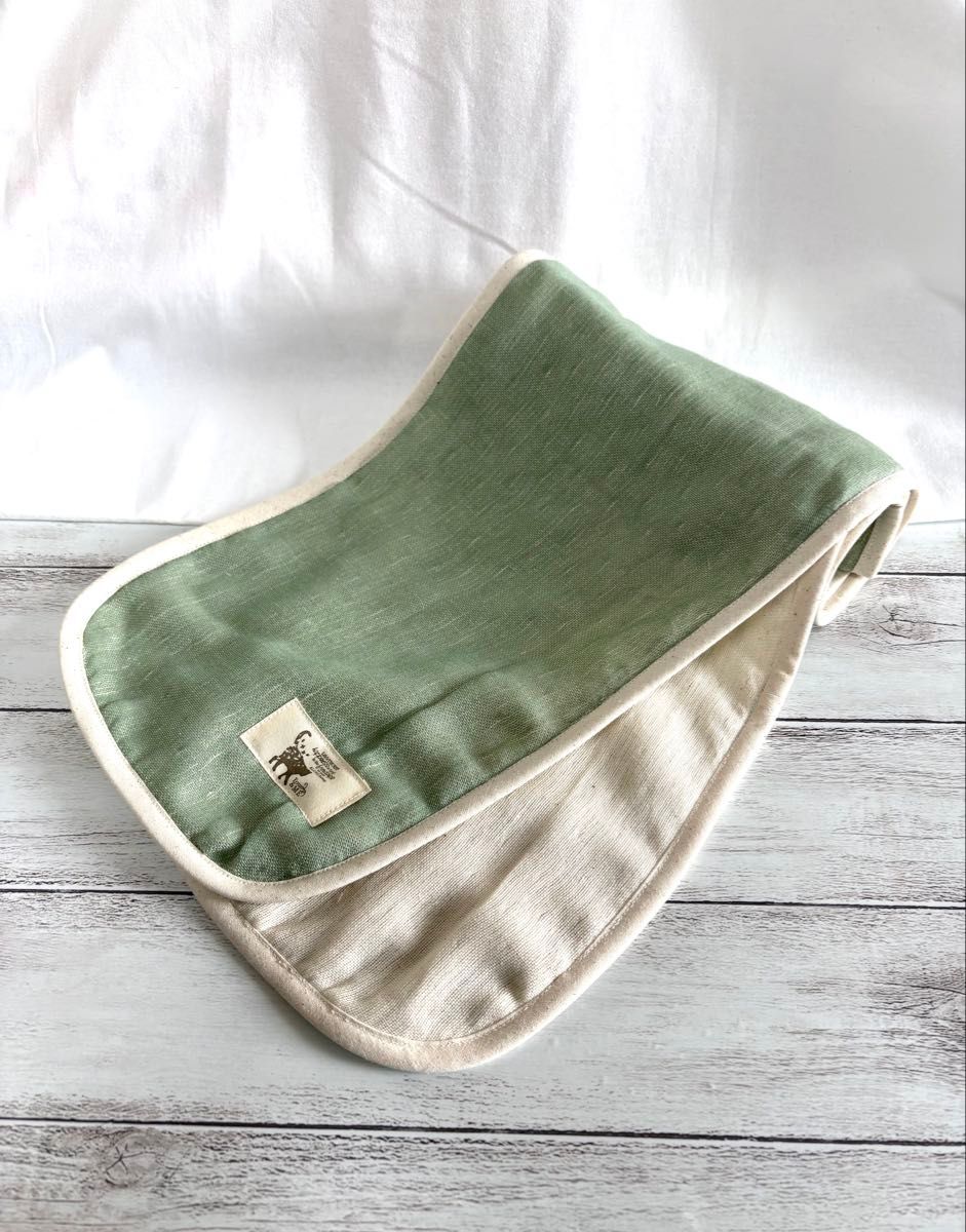 蓬松纱布的毛巾围巾软绿色手工制作六重织纱布fuwara 20 × 110cm