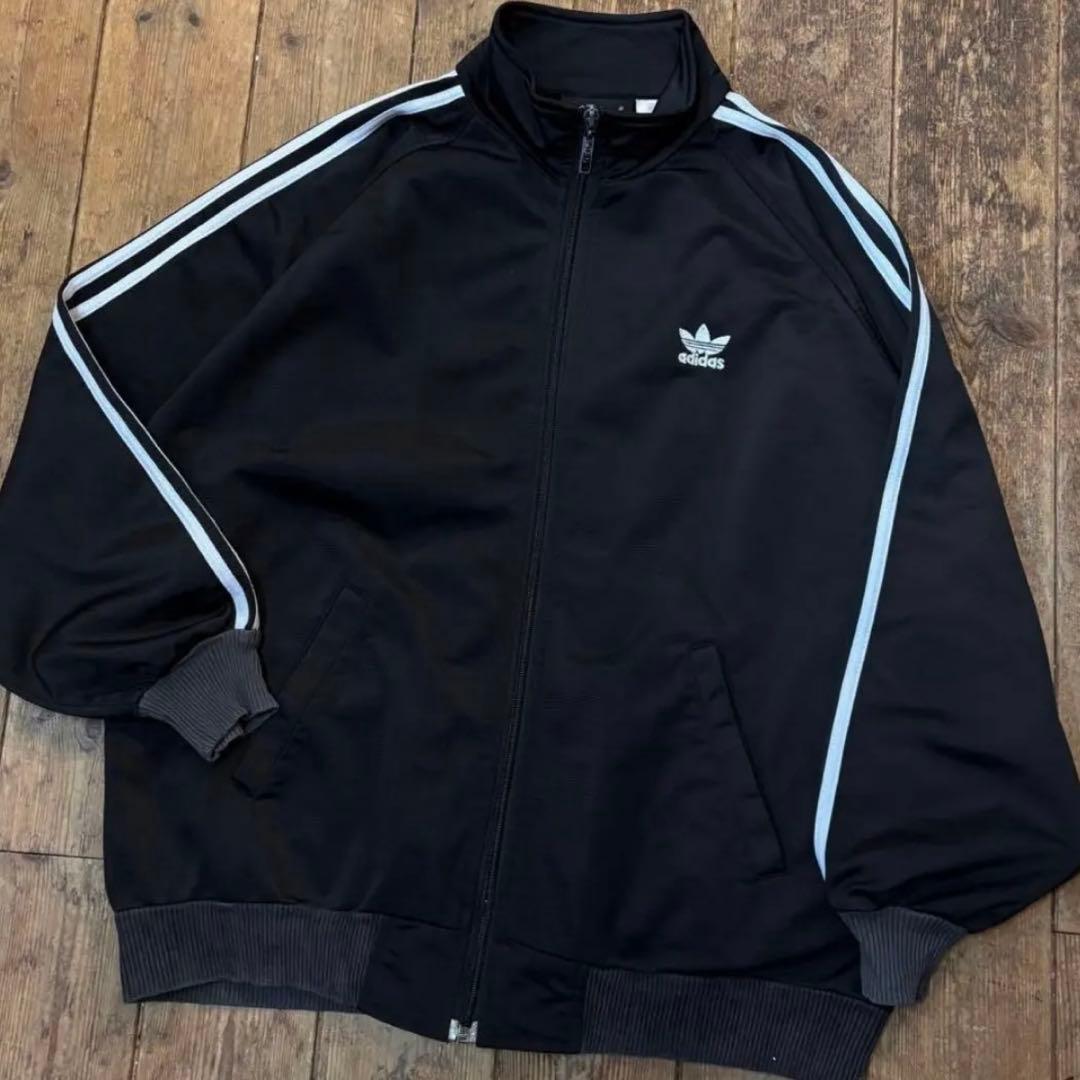 90s adidas卡车夹克火焰鸟黑白短长