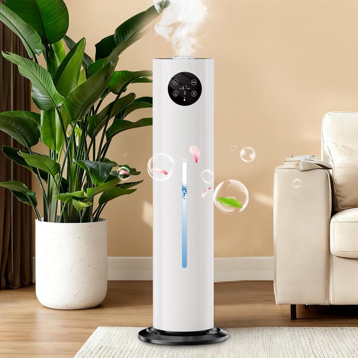 加湿器 静音 大容量8L 最大300mL/h 超声波式 自动恒湿 40～90％ 3档喷雾 上加水 防干烧