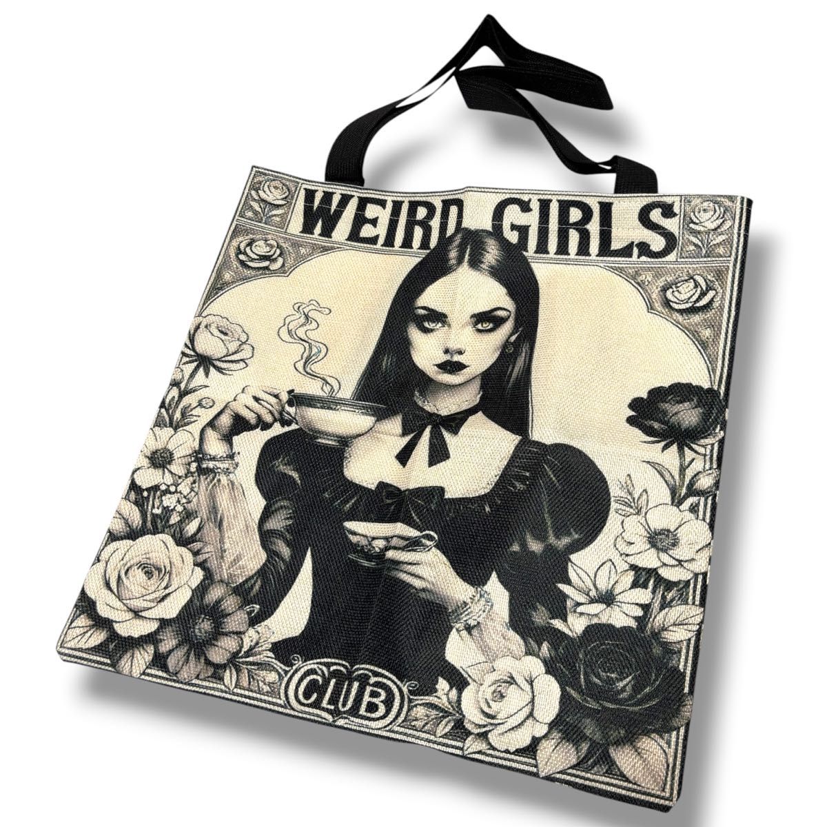 New WEIRD GIRLS Large format tote bag gothic girl rose shoulder