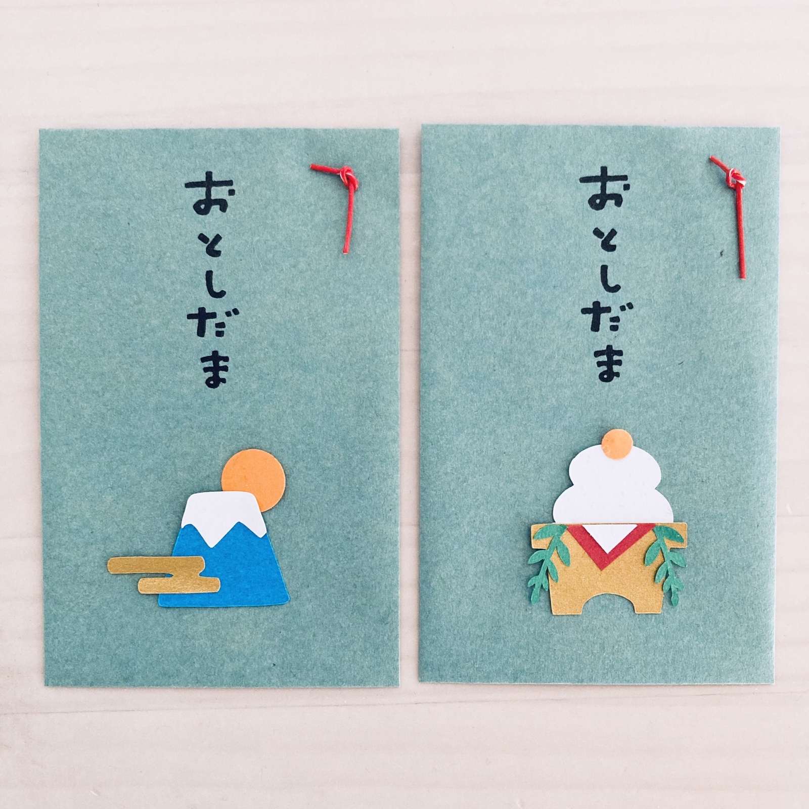 【2种套装】红包袋 压岁钱袋 2027年 压岁钱 新年 富士山 镜饼 吉祥物品 水引
