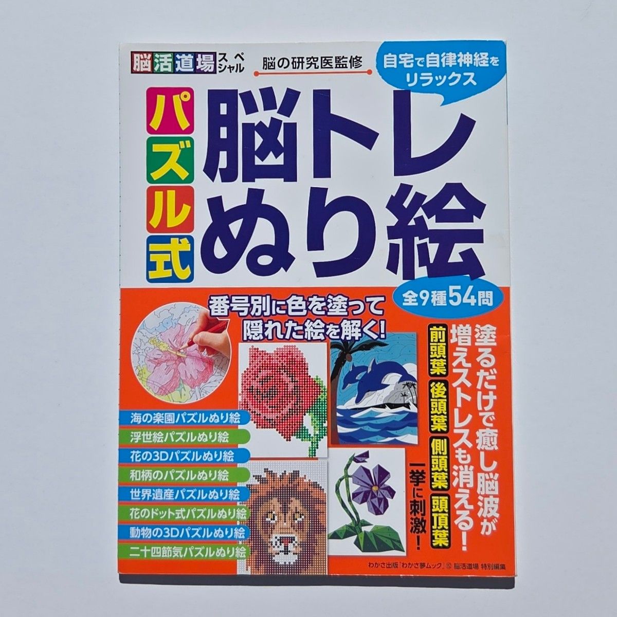 Puzzle Brain Training Coloring Book for Relaxing Autonomic Nerves at Home - Brain Activity Dojo Special (Wakasa Yume MOOK 152) Supervised by a Brain Research Physician