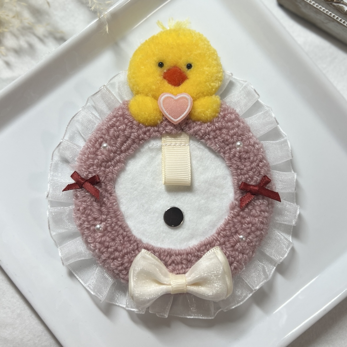 小鸡粉色托盘盒手工制作冲头针脚提升