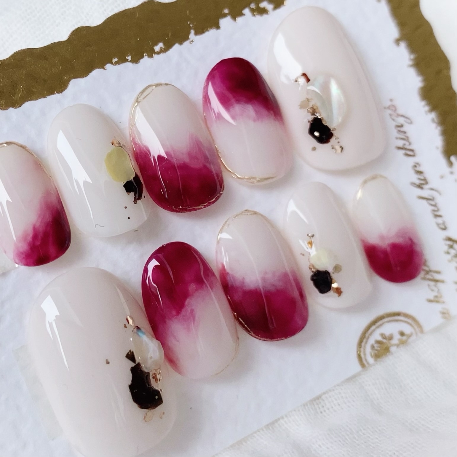Strawberry Milk Latte Marble Nail Tips