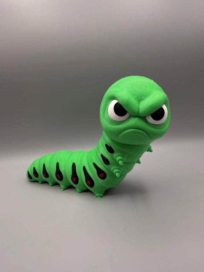 Realistic Caterpillar Figurine, Green Insect Larva, Decorative Ornament, Approximately 17 cm