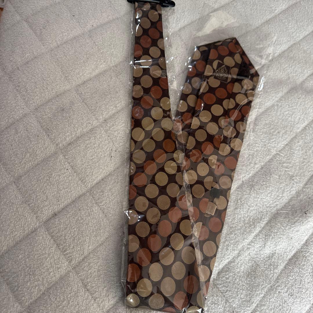 【美品】GUCCI领带圆点图案棕色系