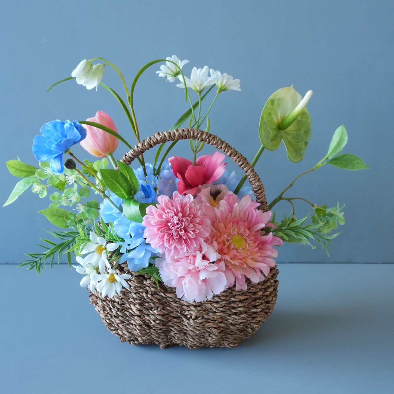 仿真花 彩色插花 康乃馨·非洲菊·绣球 花艺 适合夏季
