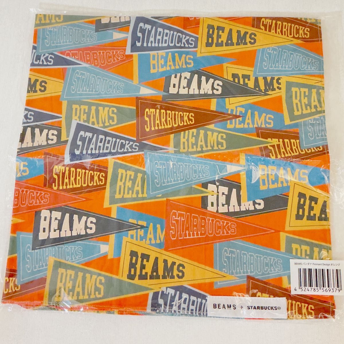BEAMS 星巴克 联名 围巾 旗帜图案 橙色