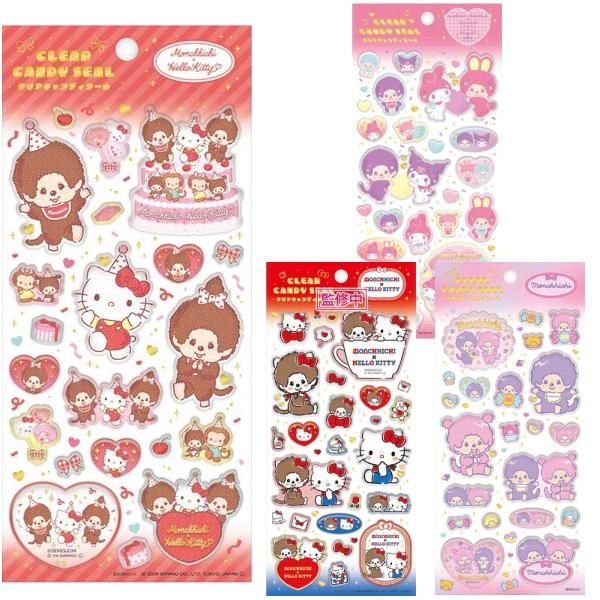 モンチッチ×サンリオ　クリアキャンディシール ケイカンパニー コラボ クリア スタンダード パーティー マイメロ クロミ モンチッチ ステッカー